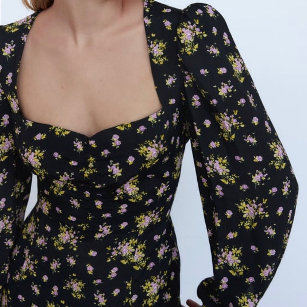 Zara - Black Floral Mini Dress